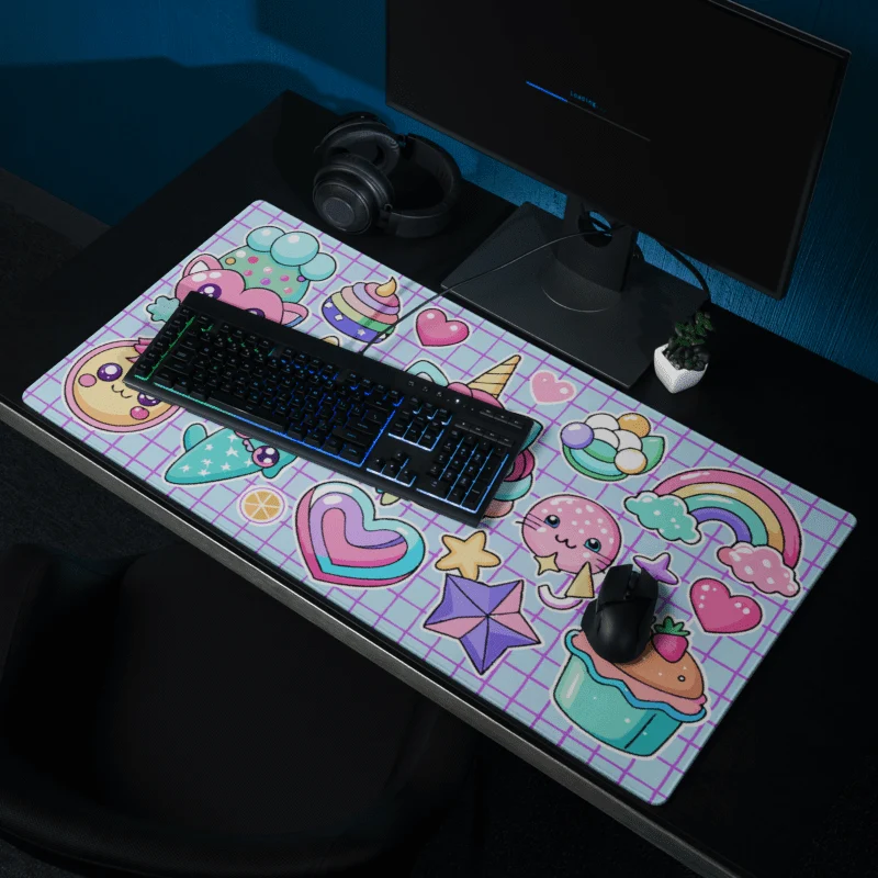 Tapis De Souris Kawaii Licorne Rose Violet