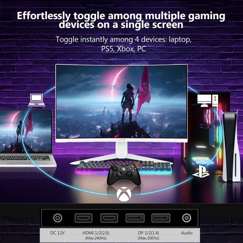Z-EDGE UG27S 27" 300Hz Cuved Gaming White Monitor