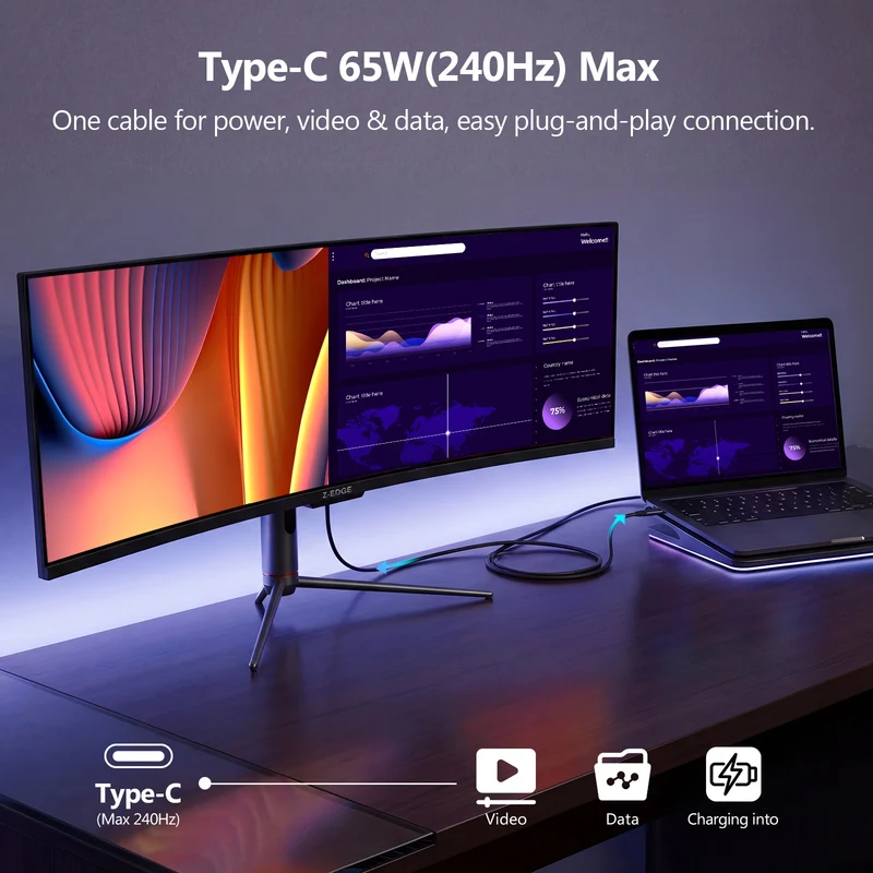 Z-EDGE UG49P 49" 240Hz DQHD Curved Gaming Monitor