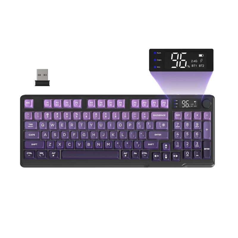 Clavier Gamer Sans Fil Noir Violet Qwerty