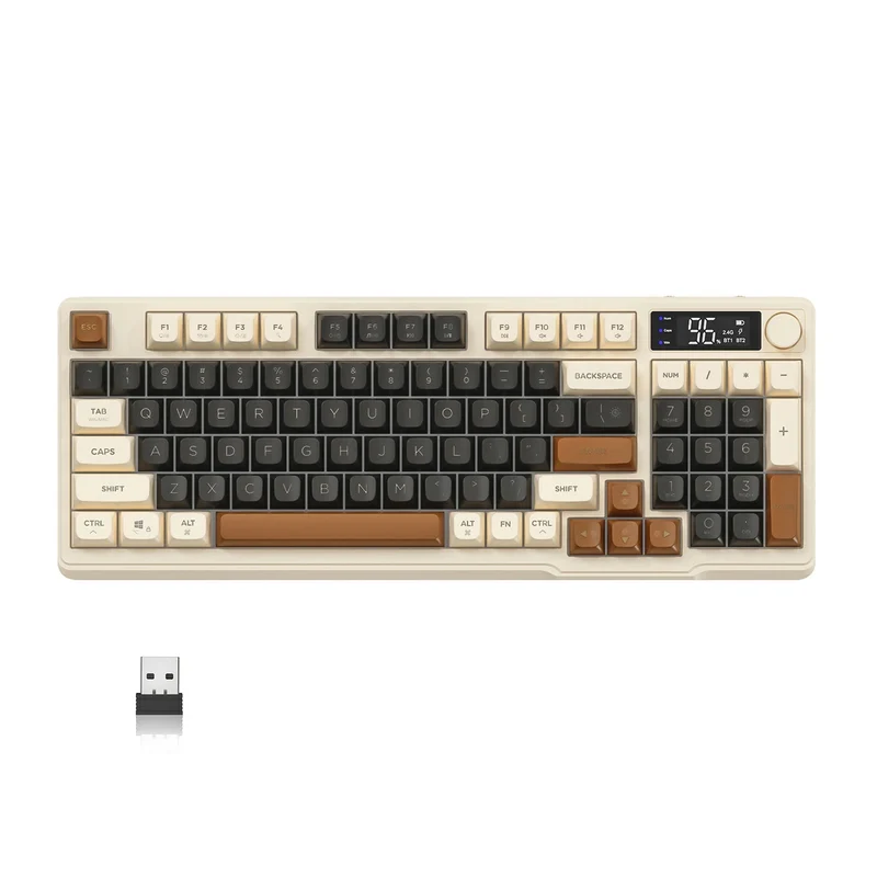Clavier Gamer Sans Fil Beige Marron Qwerty