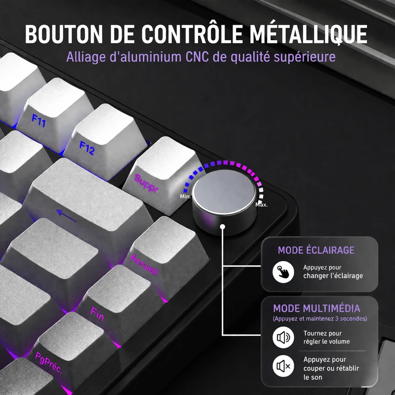 Clavier Gamer Sans Fil Noir Dégradé Qwerty