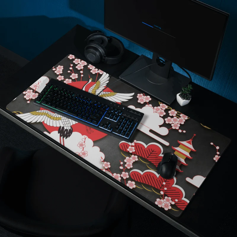 Tapis De Souris Japonais Grues Sakura