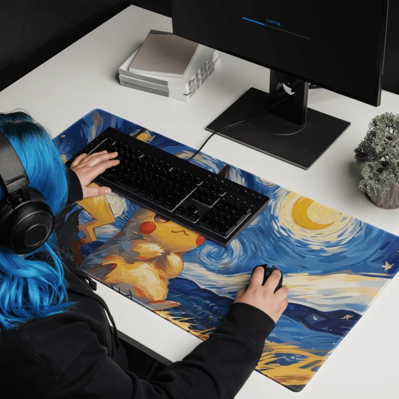 Tapis De Souris Gamer Créature Jaune Électrique Nuit Étoilée