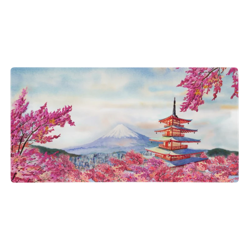 Tapis De Souris Japonais Paysage Aquarelle