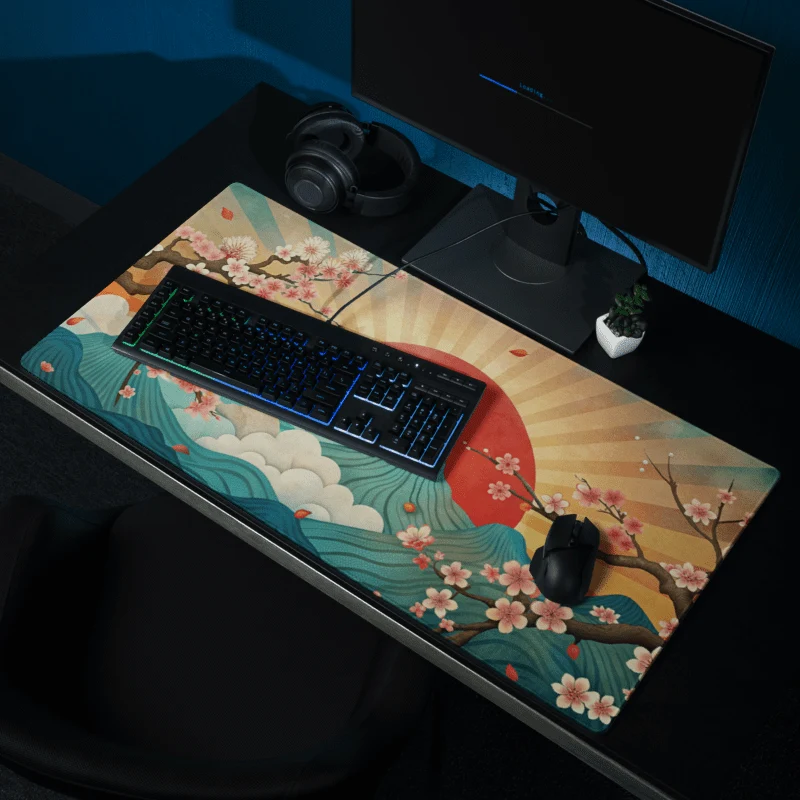 Tapis De Souris Japonais Sakura Montagnes Bleues