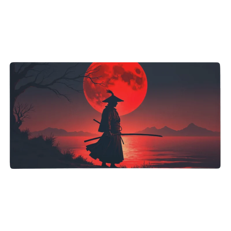 Tapis De Souris Japonais Samouraï Silhouette