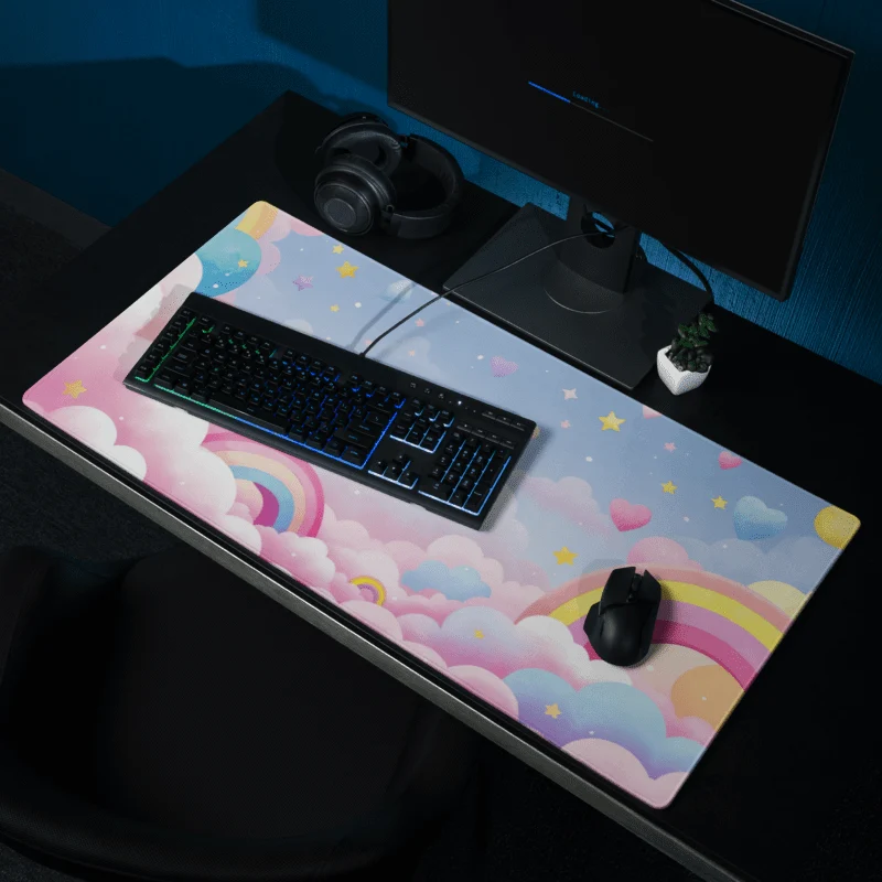 Tapis de Souris Kawaii Arc-en-Ciel Nuages