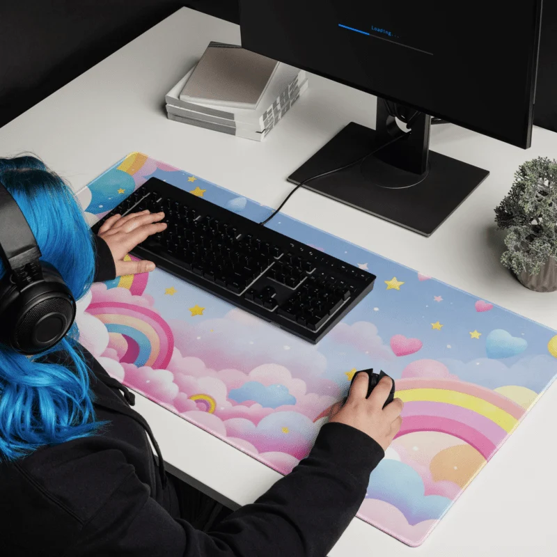 Tapis de Souris Kawaii Arc-en-Ciel Nuages