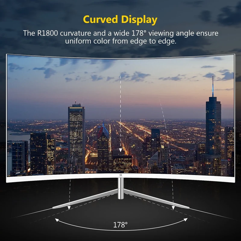 Refurbished: Z-EDGE 27 Inch Curved Monitor FHD 75Hz 5ms Frameless Design, HDMI & VGA Port