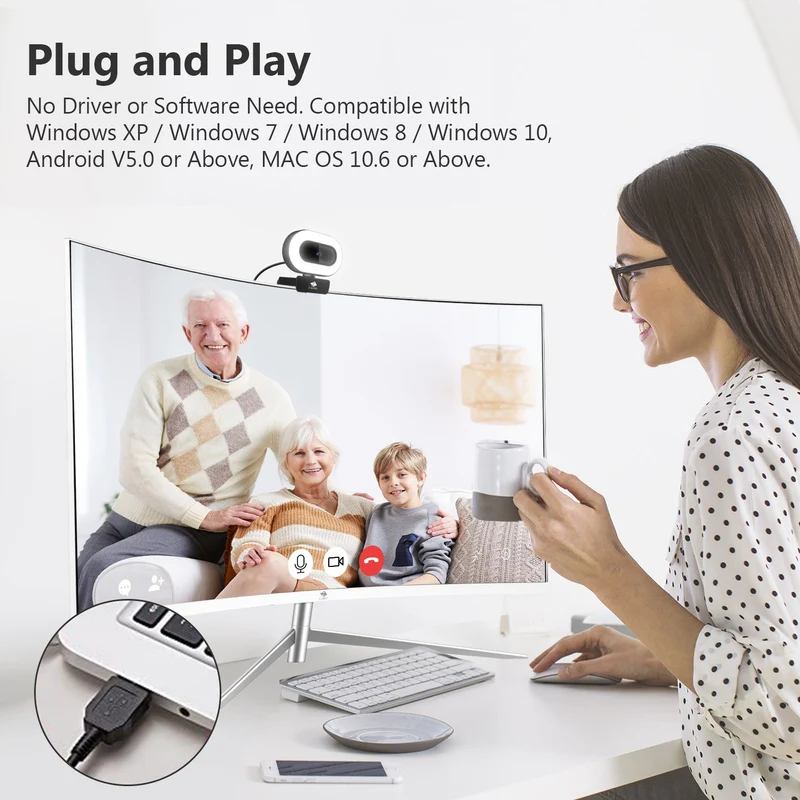 ZW560S Ring Light QHD 2K Stream Webcam 5.0 Mega pixels