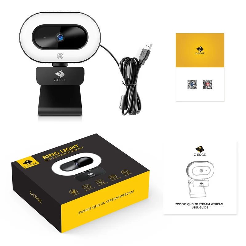 ZW560S Ring Light QHD 2K Stream Webcam 5.0 Mega pixels