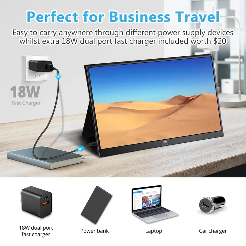 Z-EDGE Ultra1 15.6" FHD 60Hz IPS Portable Monitor USB-C HDMI Included Magnetic Case