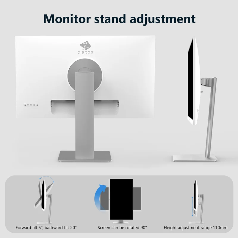 Z-EDGE U27I4K 27" 4K IPS Monitor, Adjustable Stand, 90 Degree Rotation