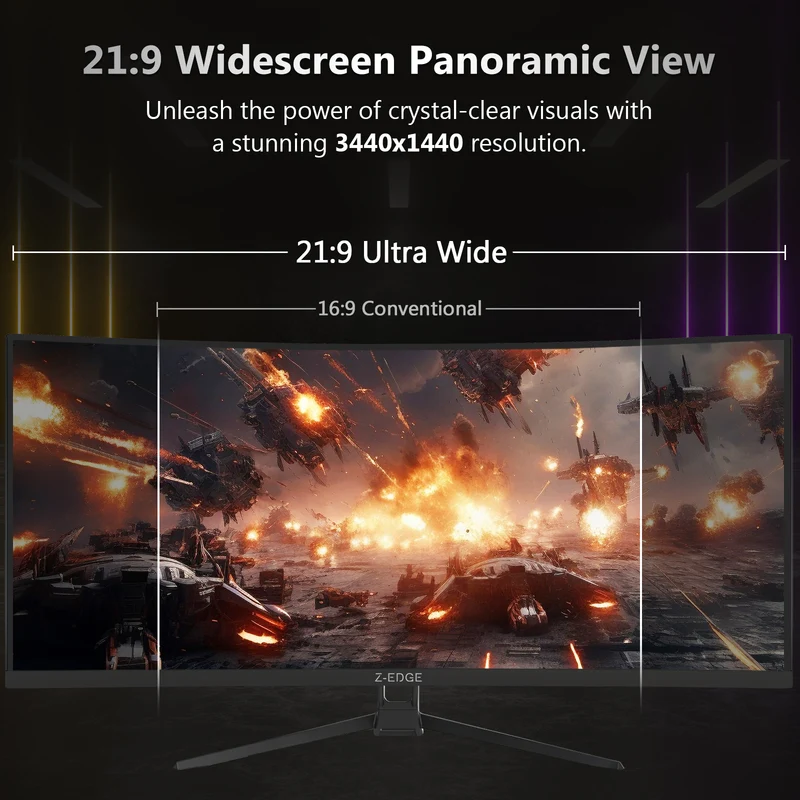 Z-EDGE UG34 34" 165Hz QHD Ultrawide Curved Gaming Monitor