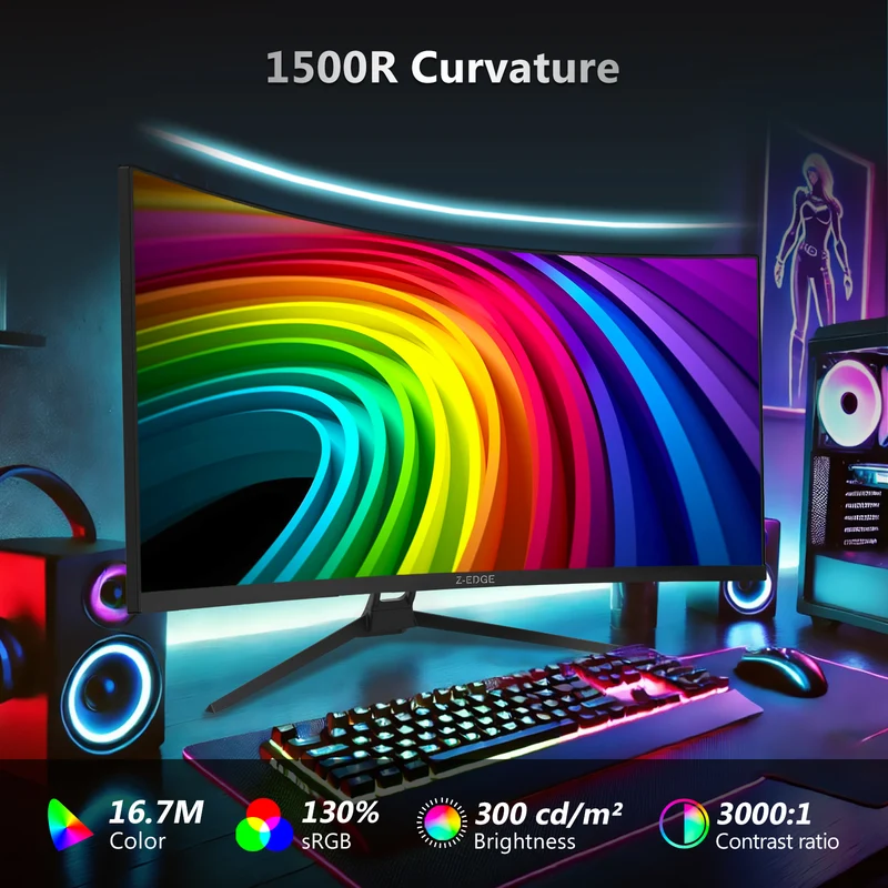 Z-EDGE UG34 34" 165Hz QHD Ultrawide Curved Gaming Monitor