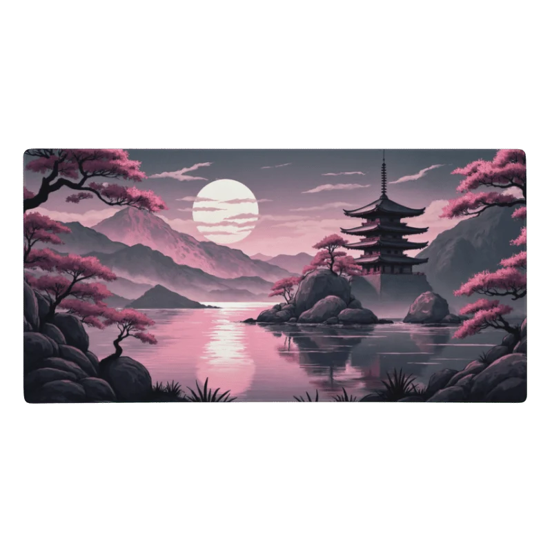 Tapis De Souris Japonais Pagode Cerisiers