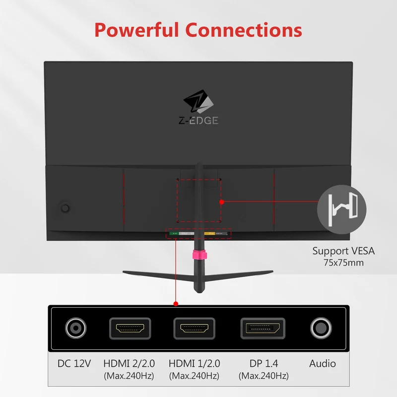 Refurbished: Z-EDGE 25 Inch 240Hz Gaming Monitor 1ms Full HD LED Monitor, DP HDMI Port