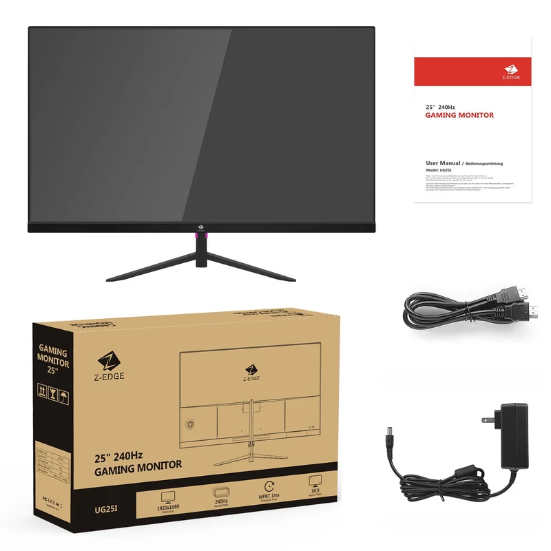 Refurbished: Z-EDGE 25 Inch 240Hz Gaming Monitor 1ms Full HD LED Monitor, DP HDMI Port
