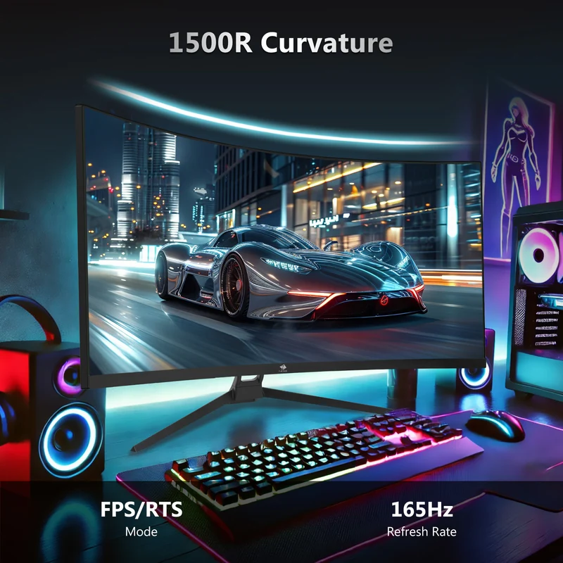 Z-Edge 34" Ultrawide 2K Curved Gaming Monitor with 165Hz Refresh Rate, 21:9 Aspect Ratio, 1ms MPRT, 3440x1440 Resolution, 1500R Curvature, VA Panel, 178 Viewing Angles,