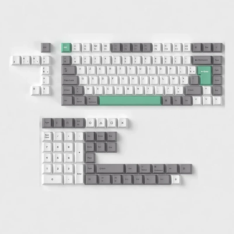 Keychron Keycaps Set PBT Dye-Sub White, Gray, Green