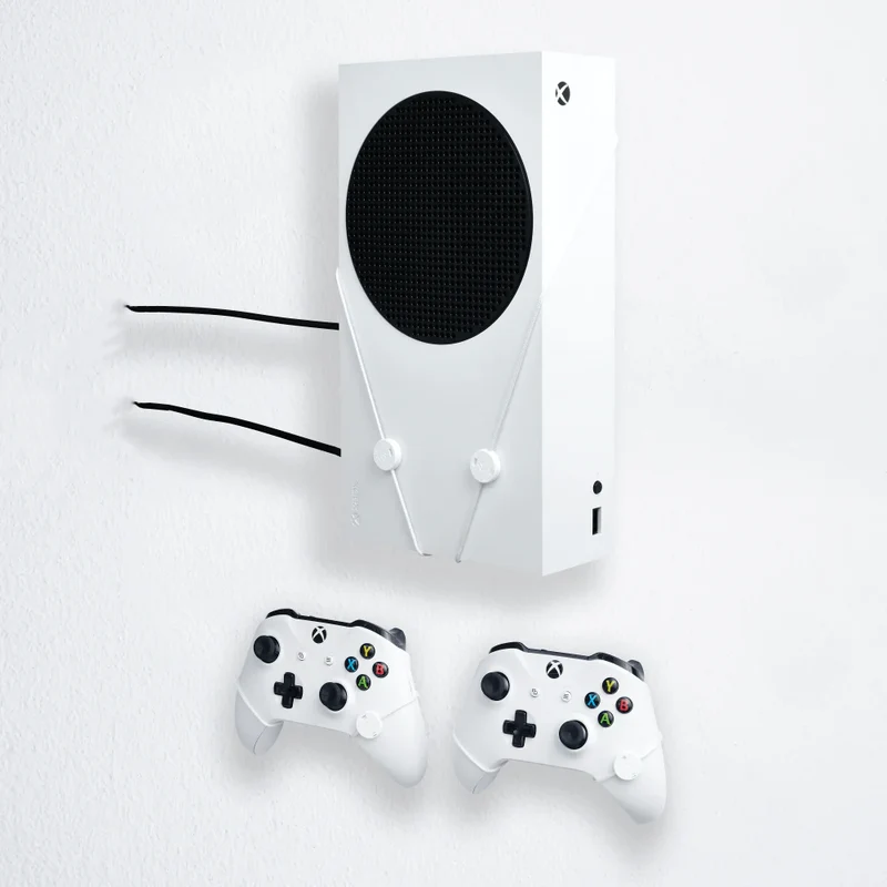FLOATING GRIP Wall Mount Xbox Series S Black + 2 Controllers + LEDs and Cover