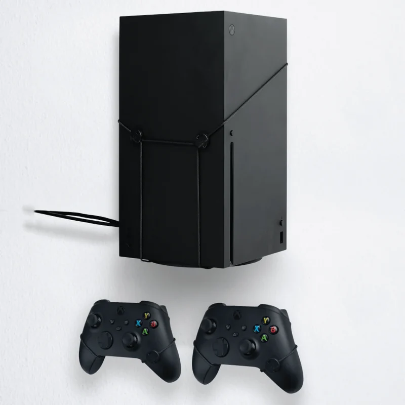 FLOATING GRIP Wall Mount Xbox Series X Black + 2 Controllers + LEDs and Cover
