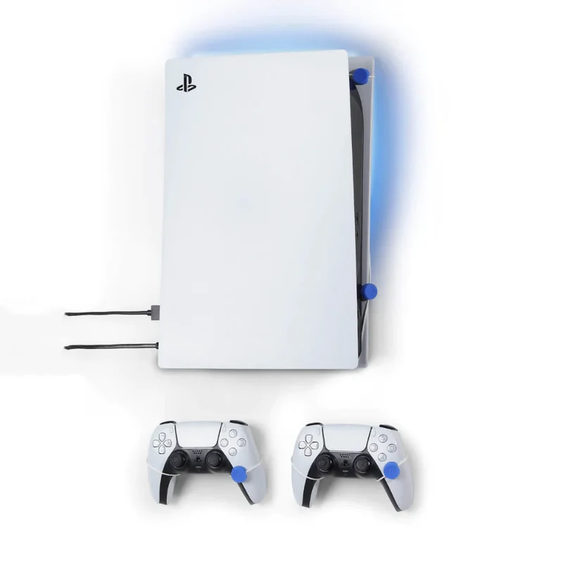 FLOATING GRIP Wall Mount PS5 + 2 Controllers White + LEDs and Cover