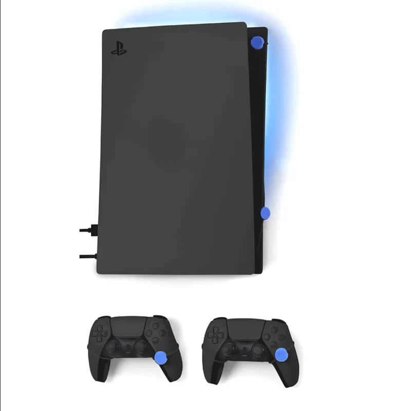 FLOATING GRIP Wall Mount Deluxe PS5 + 2 Controllers Black + LEDs and Cover