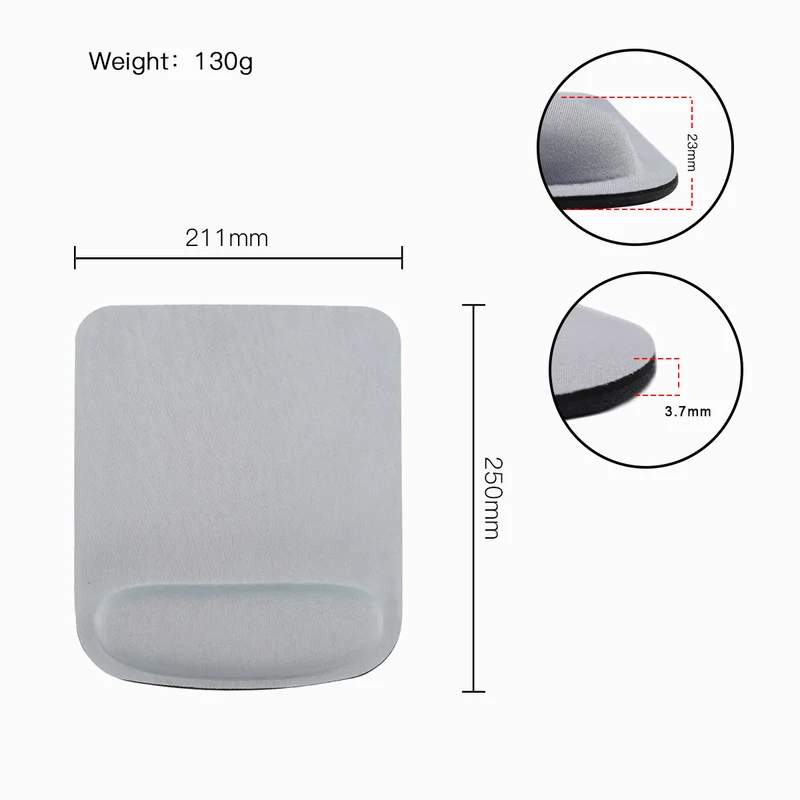 Tapis de souris repose-poignet rectangulaire – gris