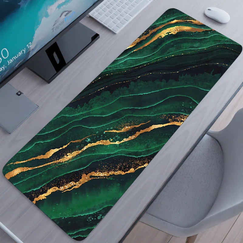 Tapis de souris XXL Art – marbré vert et doré