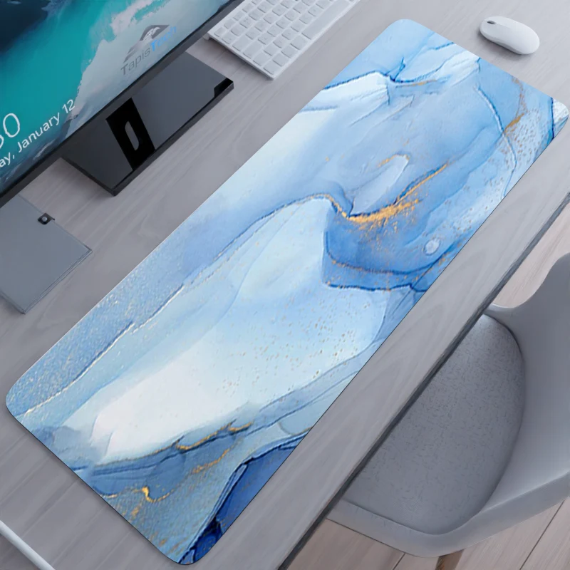 Tapis de souris XXL Original Design – marbré bleu clair