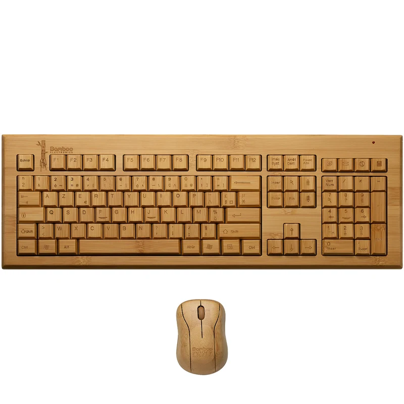 Clavier en bois et souris sans fil