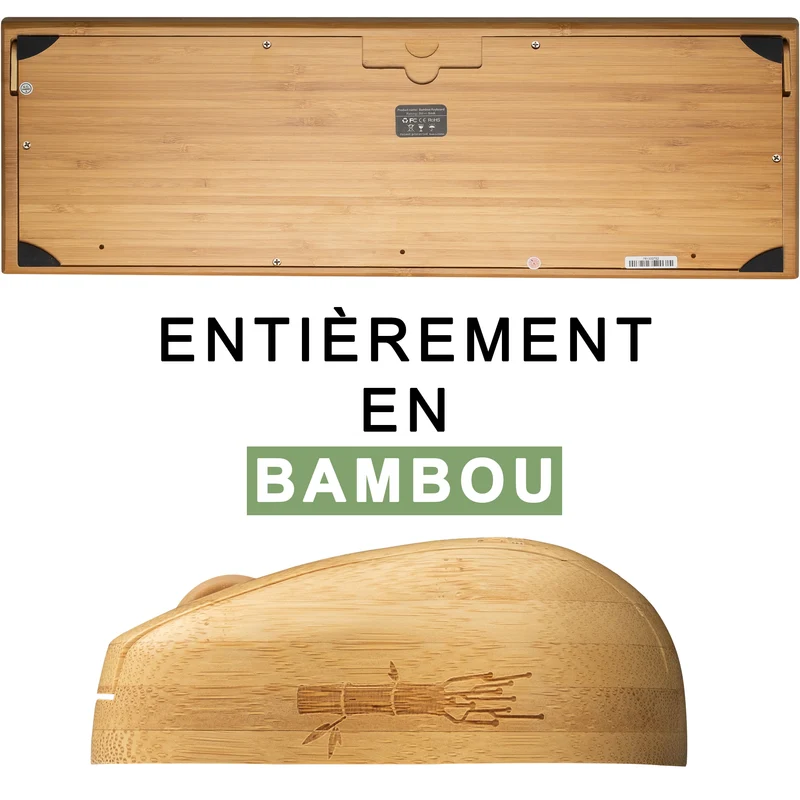 Clavier en bois et souris sans fil