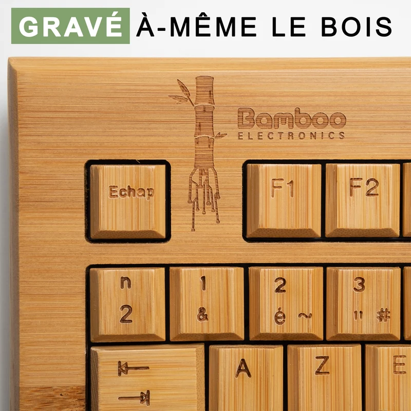 Clavier en bois et souris sans fil