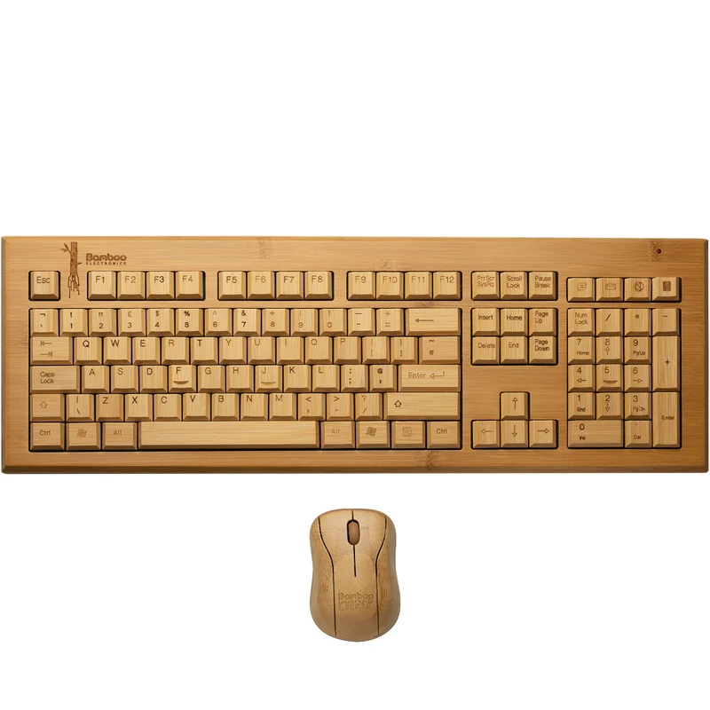 Clavier en bois et souris sans fil