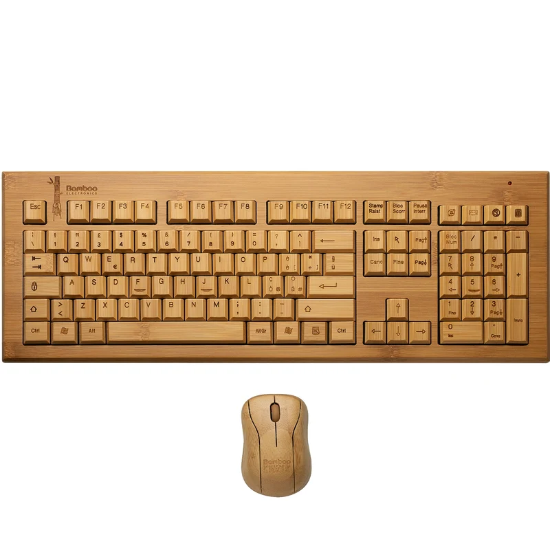 Clavier en bois et souris sans fil