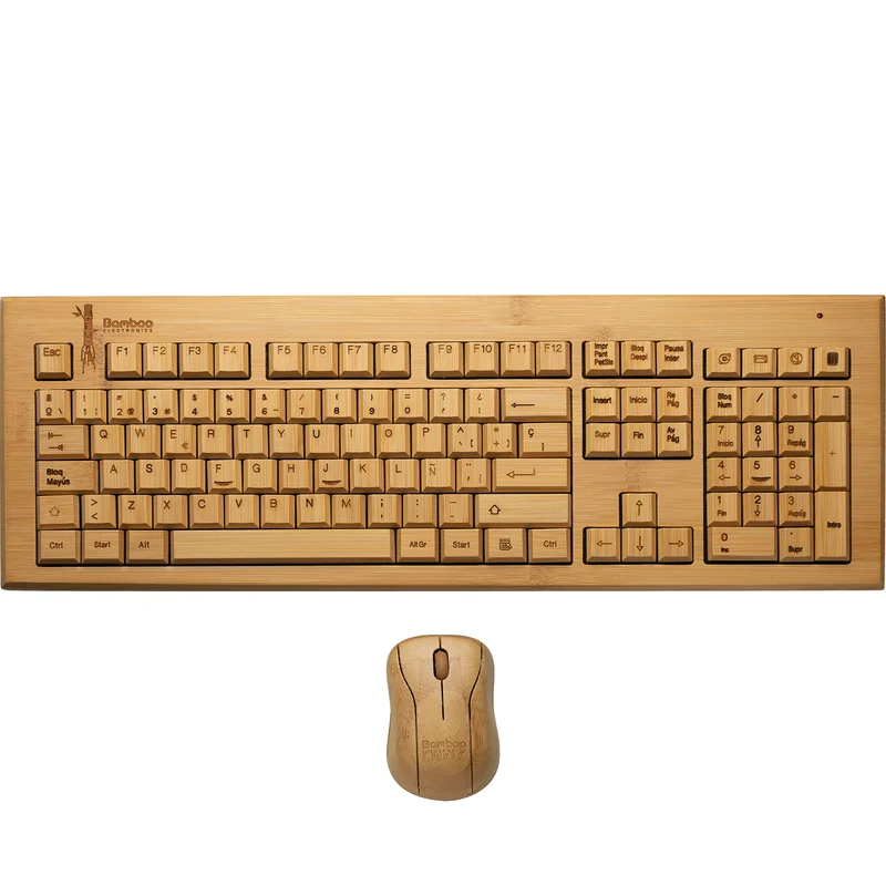 Clavier en bois et souris sans fil