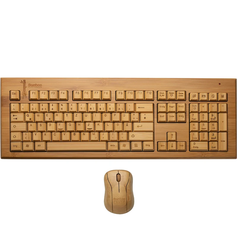 Clavier en bois et souris sans fil