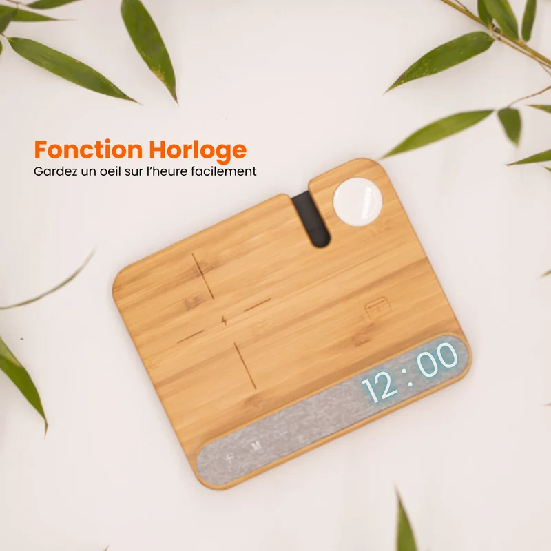 Chargeur 3 en 1 en bois - version Apple watch