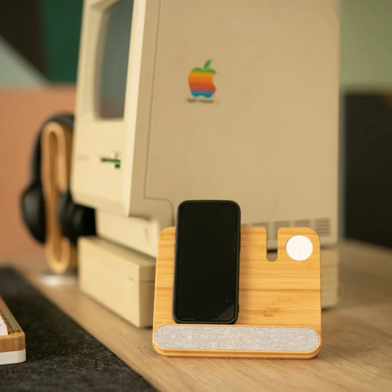 Chargeur 3 en 1 en bois - version Apple watch