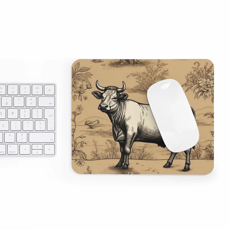 Tapis de souris Vache – dessin sépia