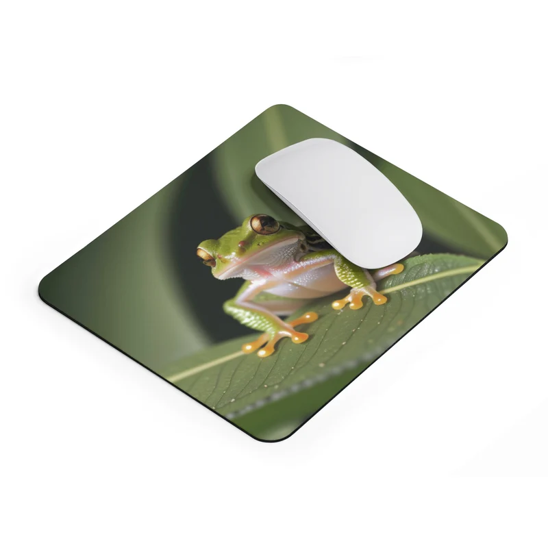 Tapis de souris Grenouille – feuille verte