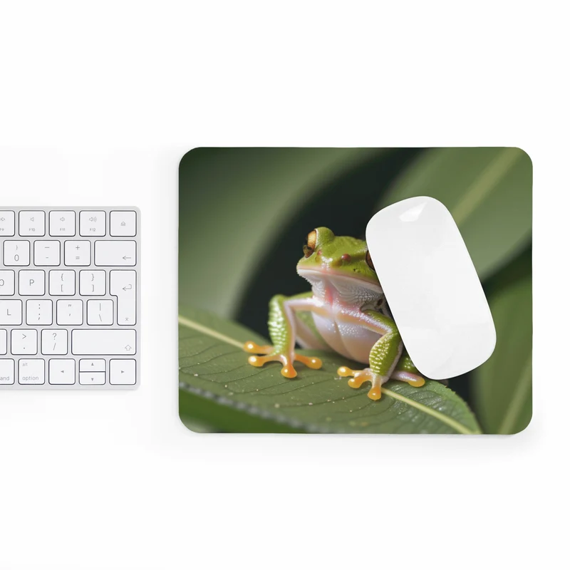Tapis de souris Grenouille – feuille verte