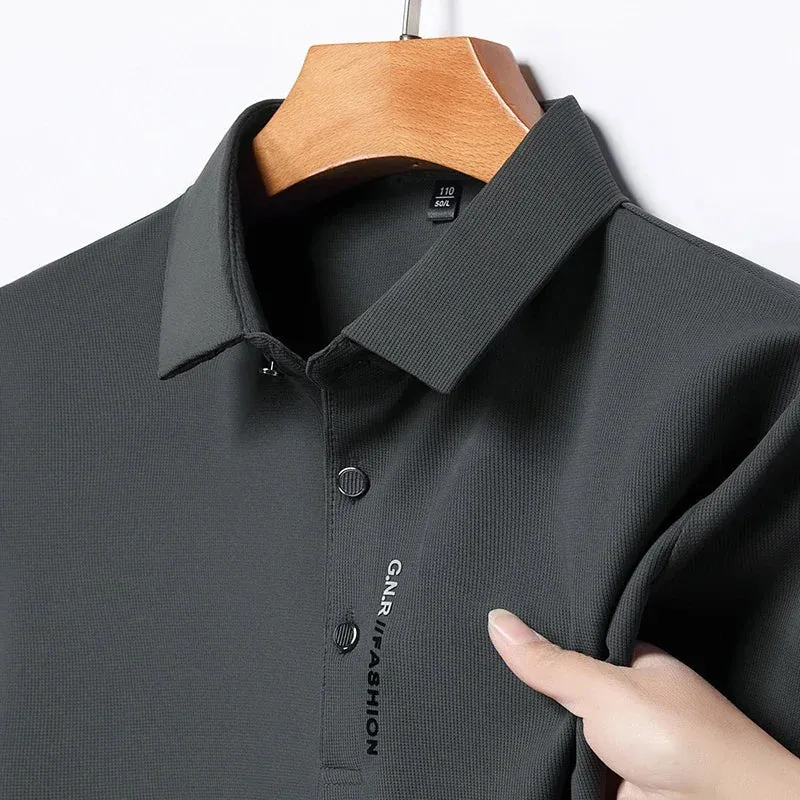 Polo Homme Texturé Uni Respirant Manches Courtes — Élastique, Confort Été