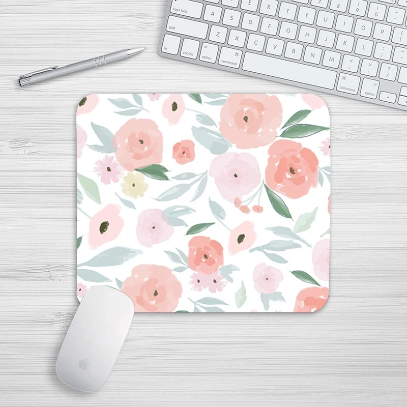 Tapis de souris Motif floral – roses pastel
