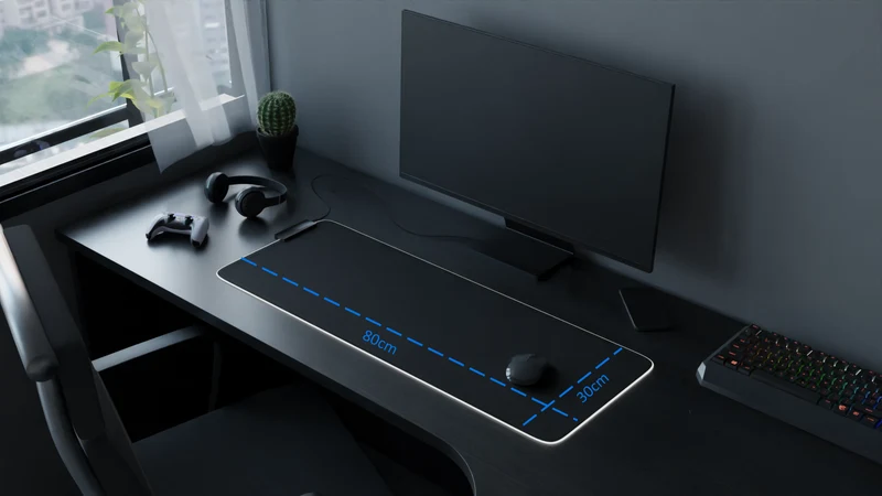 Tapis de souris RGB avec hub USB – noir