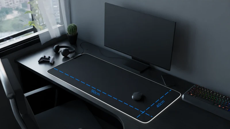 Tapis de souris RGB avec hub USB – noir