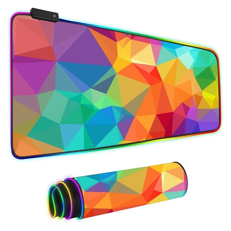 Tapis de souris RGB XXL – triangles multicolores