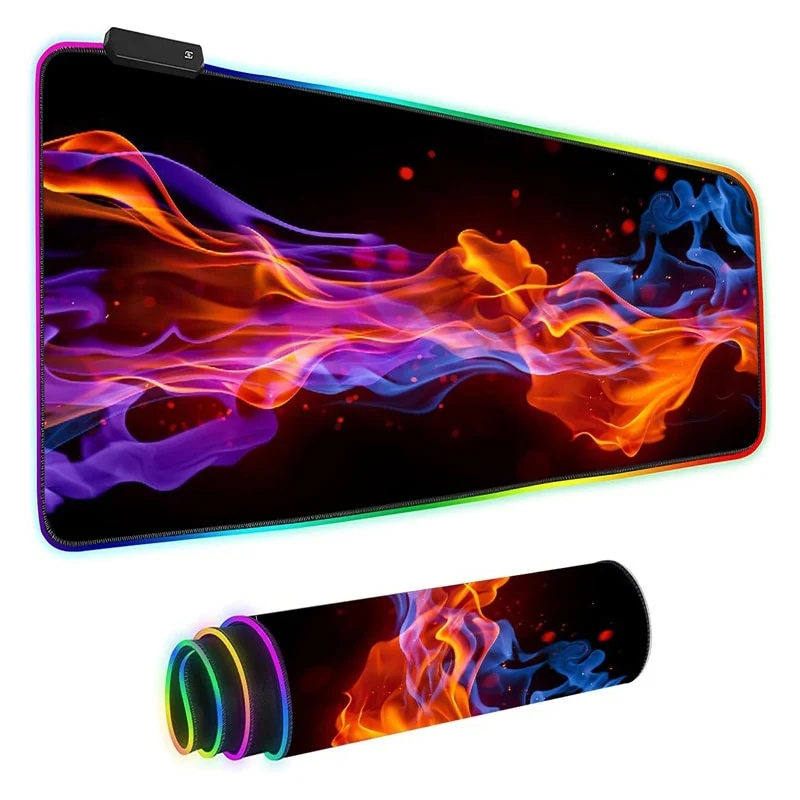 Tapis de souris RGB XXL – flammes colorées